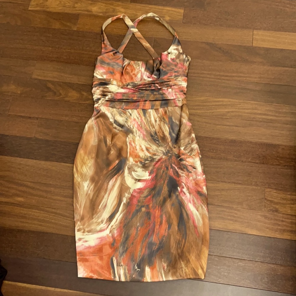 David Meister size 10 midi dress with print
